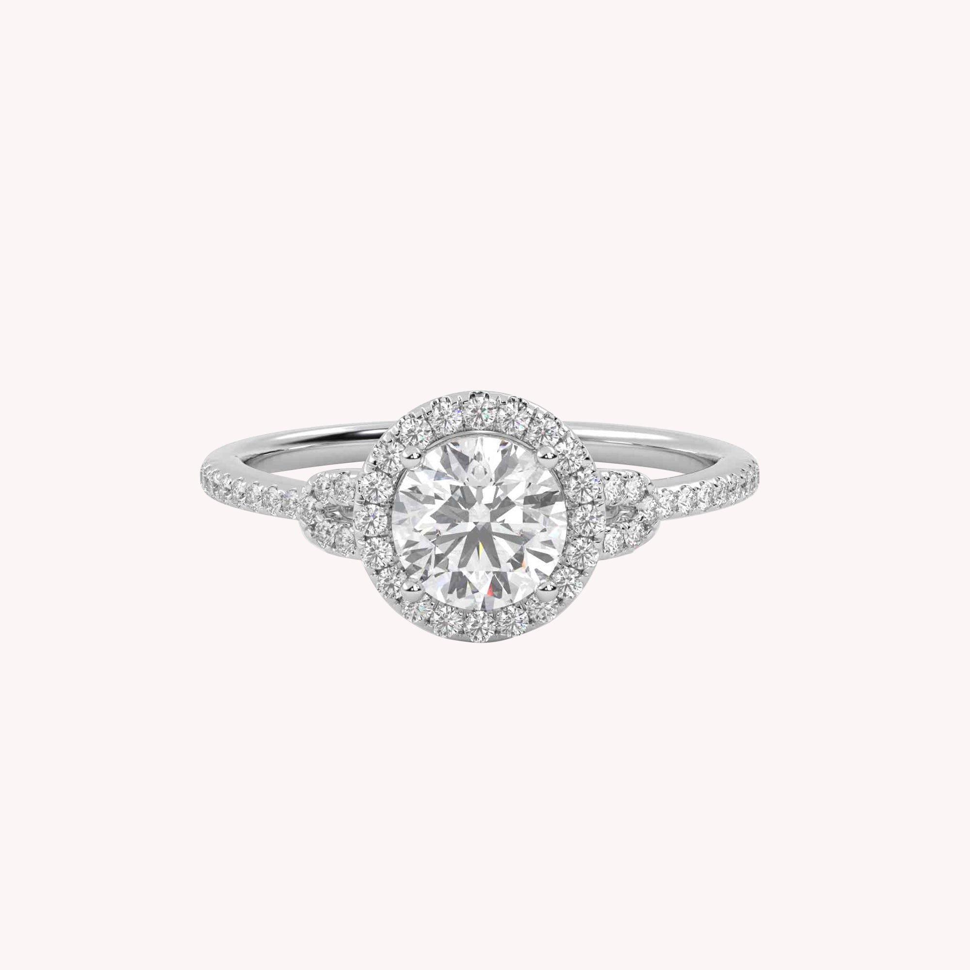 IGI Certified Halo Solitaire Engagement Ring