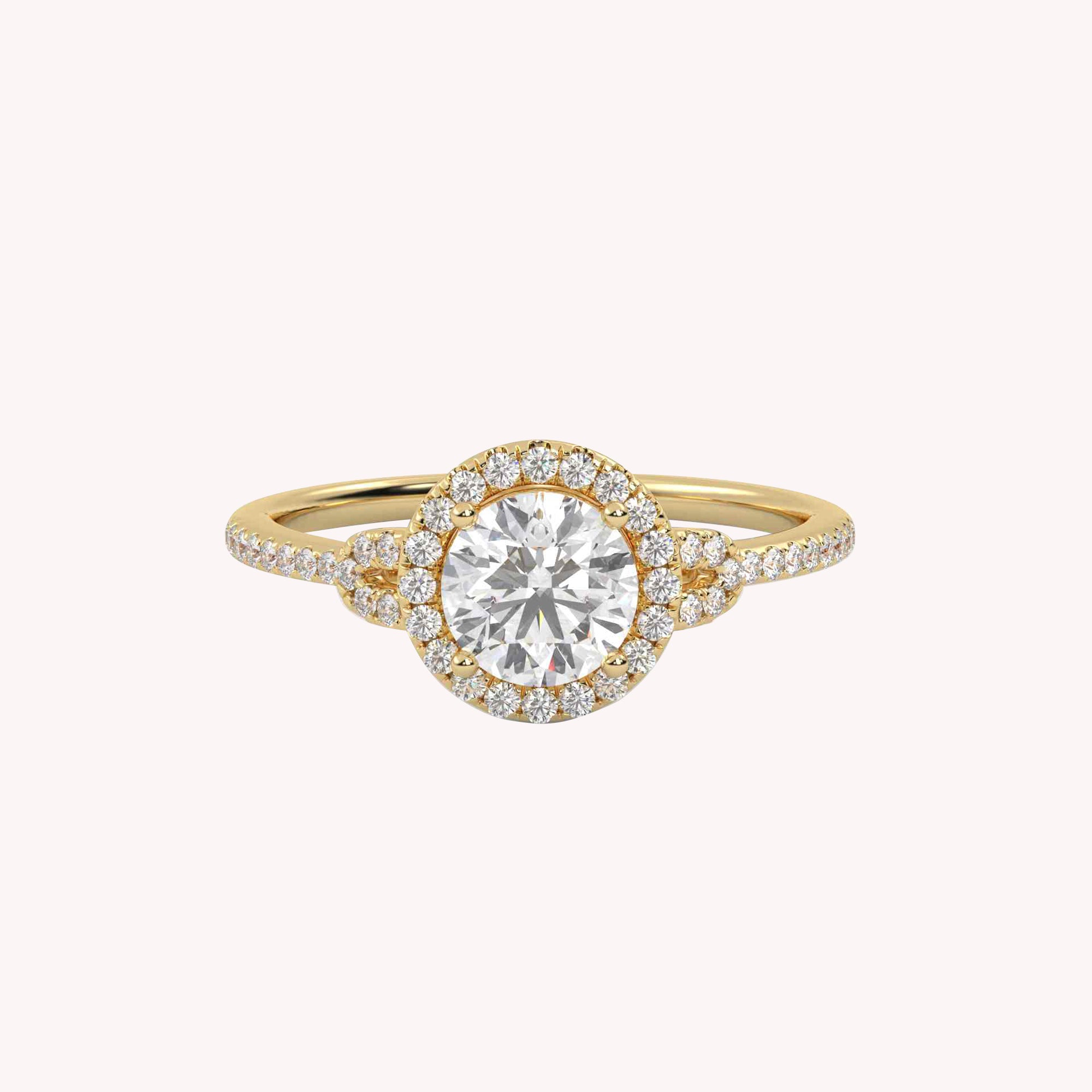 IGI Certified Halo Solitaire Engagement Ring