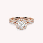 IGI Certified Halo Solitaire Bridal Ring Set