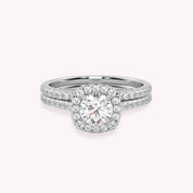 IGI Certified Halo Solitaire Bridal Ring Set