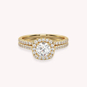 IGI Certified Halo Solitaire Bridal Ring Set