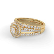 IGI Certified Double Halo Split Shank Bridal Ring Set