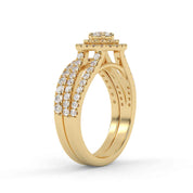 IGI Certified Double Halo Split Shank Bridal Ring Set