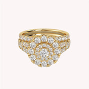 IGI Certified Round Shape Double Halo Split Shank Bridal Ring Set