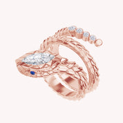 Marquise and Round Shape White Cubic Zirconia Snake Ring