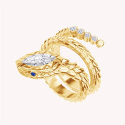 Marquise and Round Shape White Cubic Zirconia Snake Ring