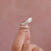 Marquise and Round Shape White Cubic Zirconia Snake Ring