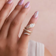 Marquise and Round Shape White Cubic Zirconia Snake Ring