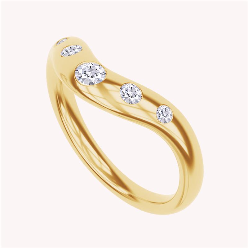 White Cubic Zirconia Curved Wedding Band Ring