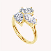 Multi shape White Cubic Zirconia Three stone ring
