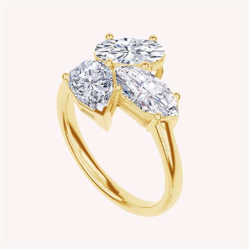 Multi shape White Cubic Zirconia Three stone ring