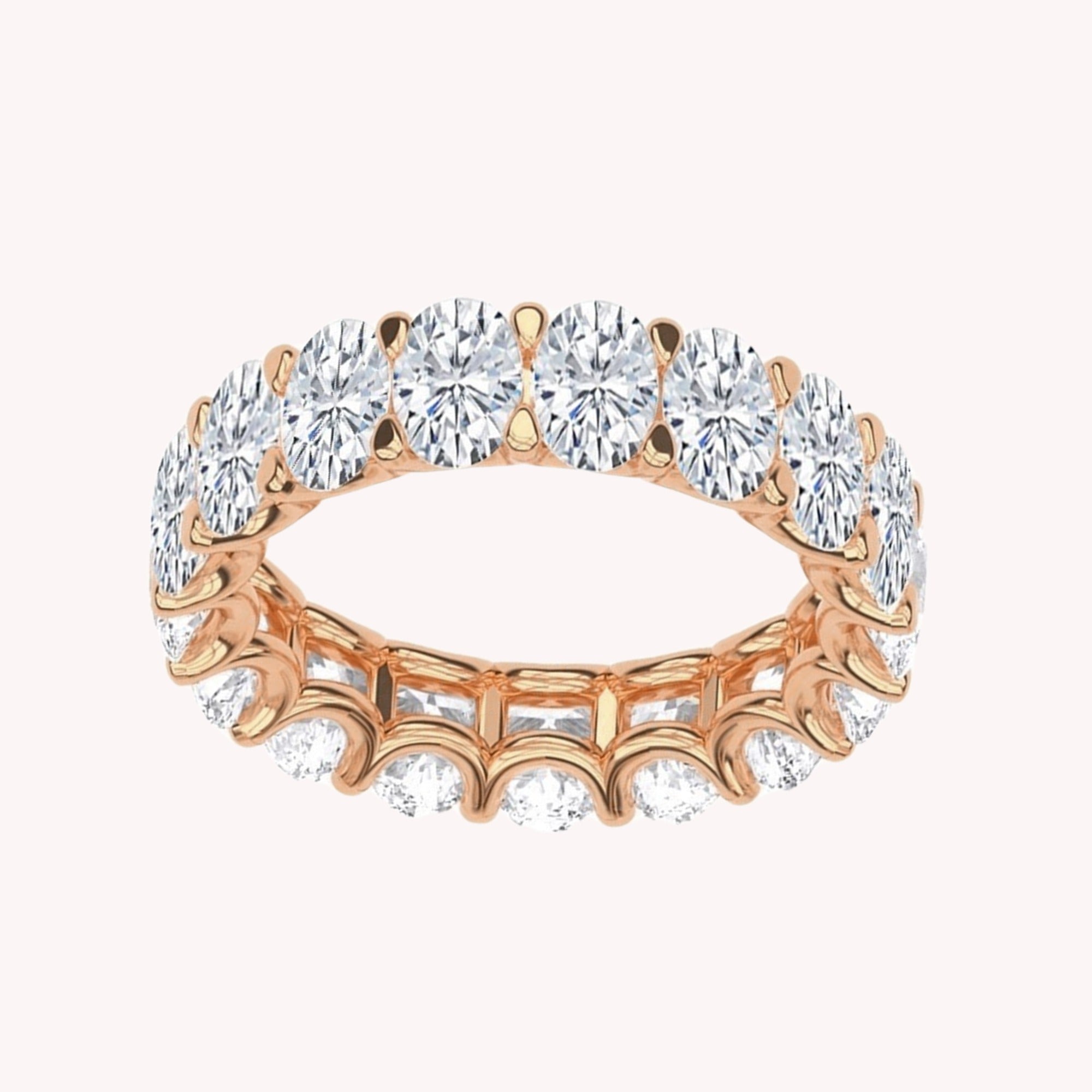 Full Eternity Oval Shape Ring in Lab Created Moissanite