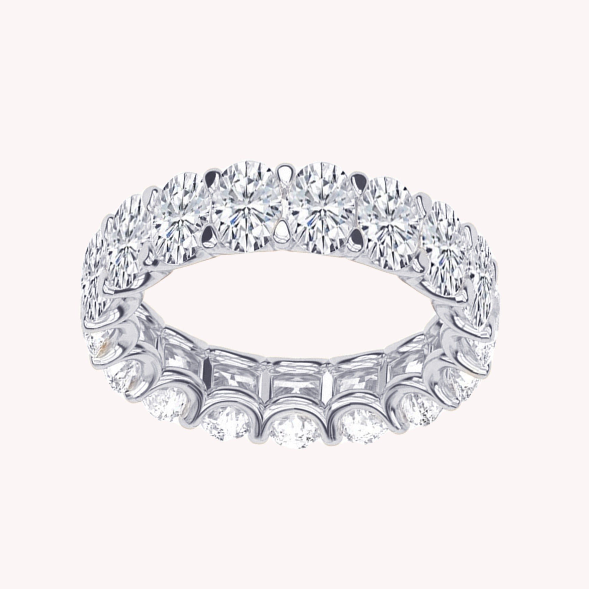 Full Eternity Oval Shape Ring in Lab Created Moissanite