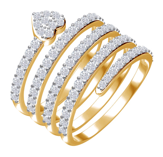 1 2/5 Carat Round Shape Lab Created Moissanite Diamond Open Spiral Stackable Promise Ring For Women In 925 Sterling Silver Or 10K Or 14K Solid Gold (1.40 Cttw)