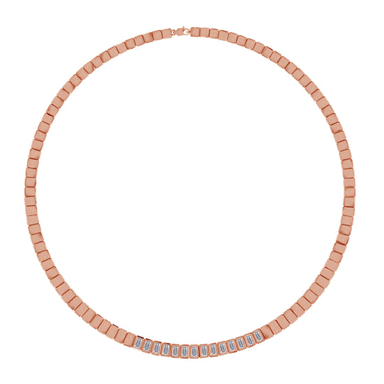 Load image into Gallery viewer, Baguette Shape Lab Created Moissanite Diamond 5.5MM Width Tennis Chain Necklace In 10K Solid Gold &amp;amp; 925 Sterling Silver Jewelry
