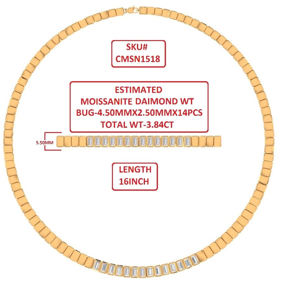 
                      
                        Baguette Shape Lab Created Moissanite Diamond 5.5MM Width Tennis Chain Necklace In 10K Solid Gold & 925 Sterling Silver Jewelry
                      
                    