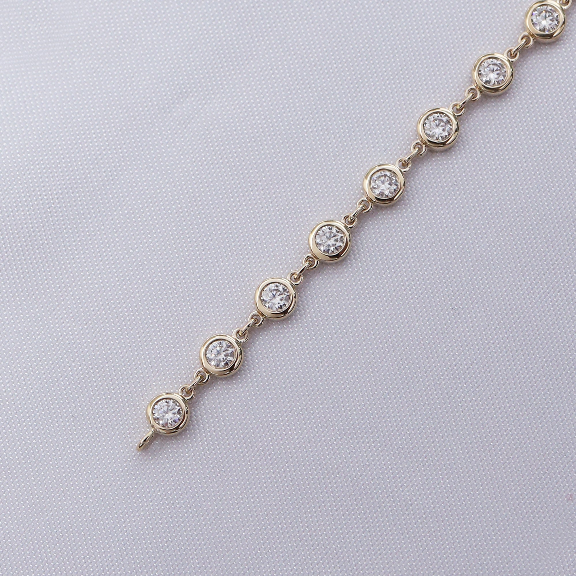 Bezel Set Link Chain Lab Created Moissanite with 3.80MM Width