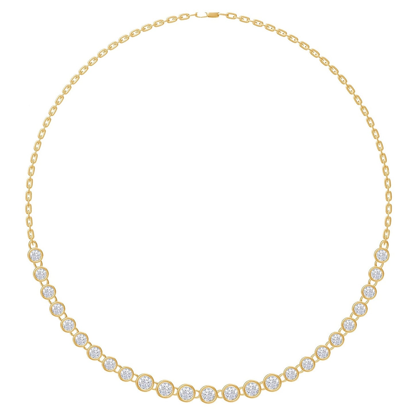 Load image into Gallery viewer, Round Shape IGI Certified Lab Grown Diamond Bezel Set Link Chain Necklace For Women In 925 Sterling Silver Or 10K Or 14K Solid Gold (8.00 Cttw)
