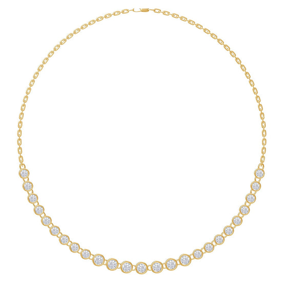 Load image into Gallery viewer, Round Shape IGI Certified Lab Grown Diamond Bezel Set Link Chain Necklace For Women In 925 Sterling Silver Or 10K Or 14K Solid Gold (8.00 Cttw)
