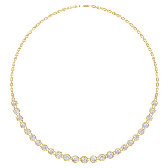 Load image into Gallery viewer, Round Shape Lab Created Moissanite Diamond Bezel Set Link Chain Necklace For Women In 925 Sterling Silver Or 10K Or 14K Solid Gold (7.40 Cttw)
