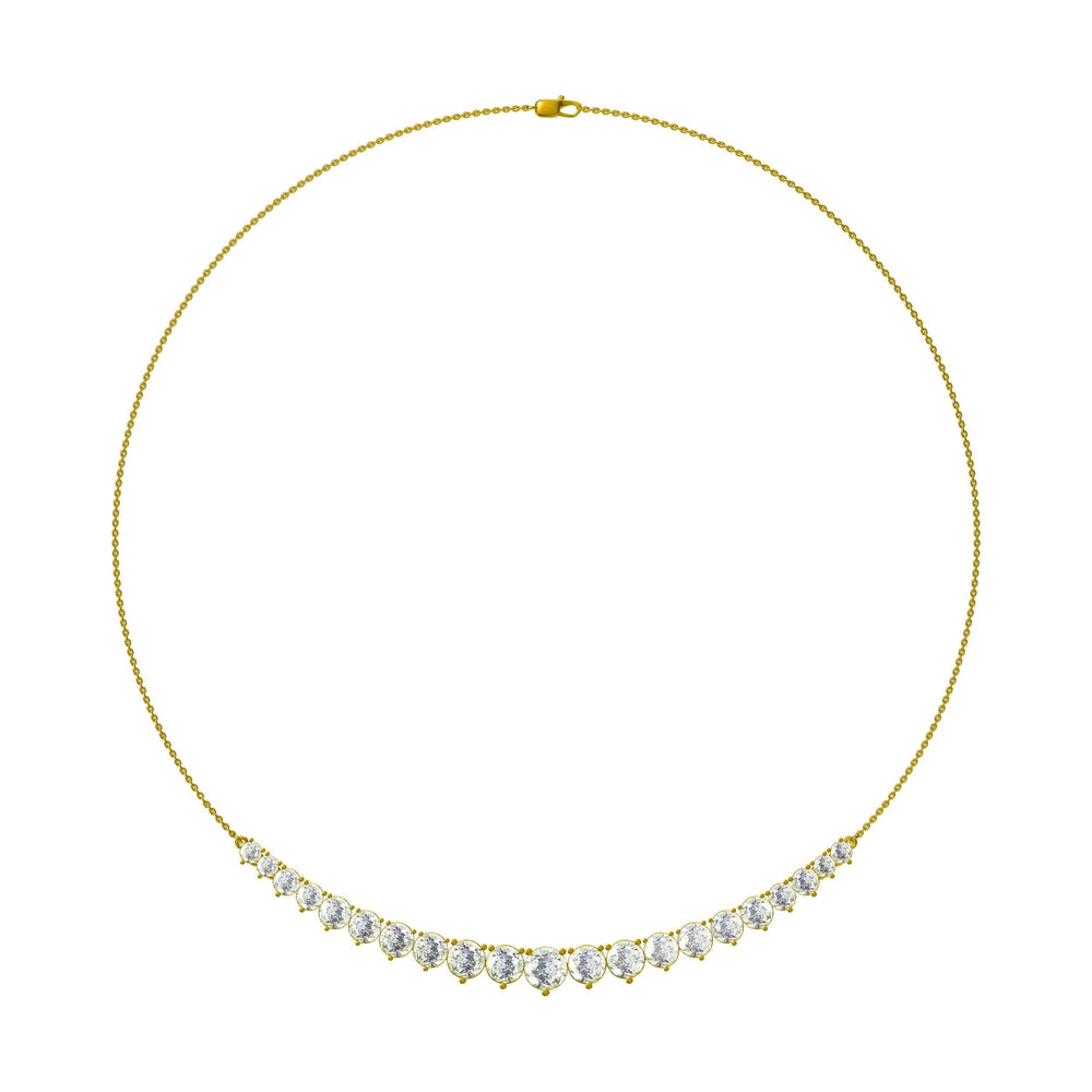 Bib Chain Necklace For Women Round Shape Lab Grown Diamond In 925 Sterling Silver & 10K Or 14K Solid Gold (2.10 Cttw)