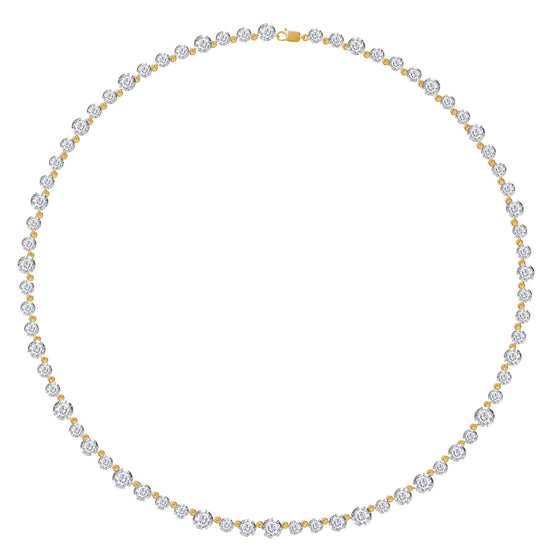 Tennis Link Chain Necklaces For Women In 925 Sterling Silver Round Lab Created Moissanite Diamond Two Tone Choker Necklace Dainty Jewelry Gifts