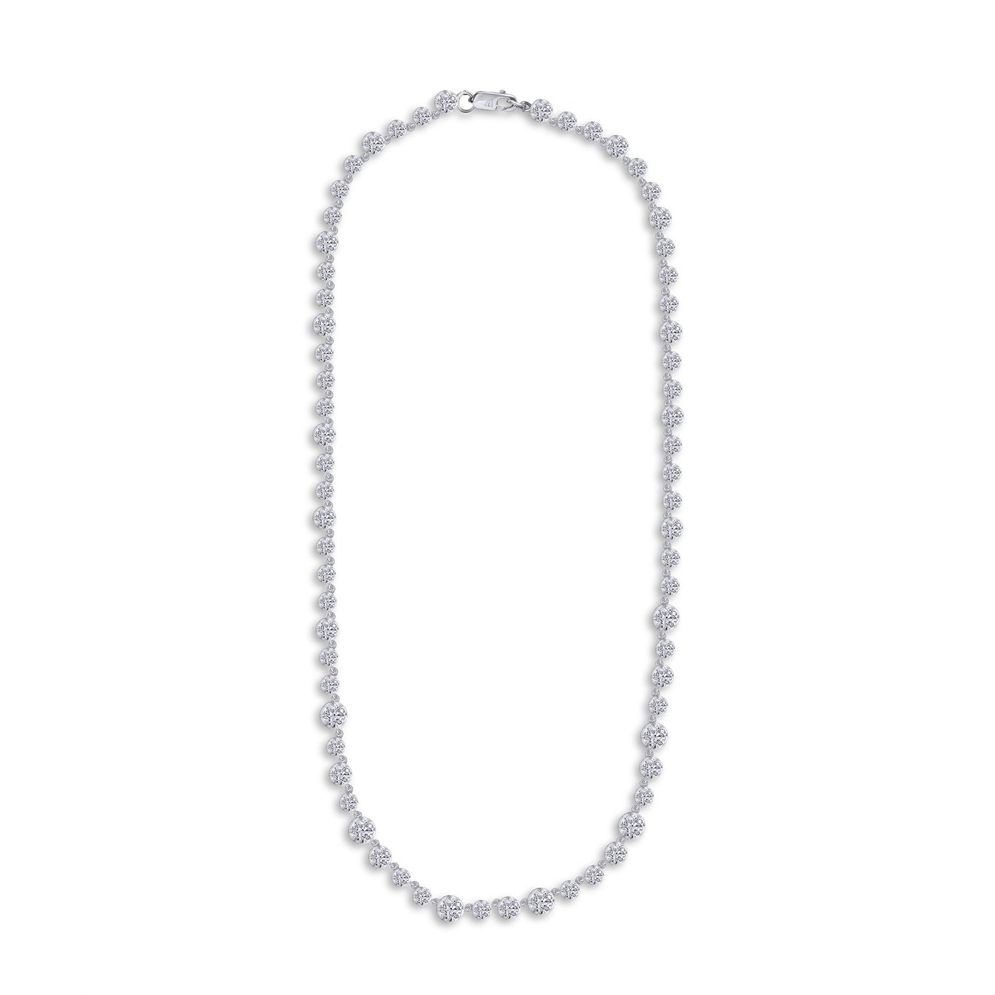 Tennis Link Chain Necklaces For Women In 925 Sterling Silver Round White Sparkling Cubic Zirconia Two Tone Choker Necklace Dainty Jewelry Gifts