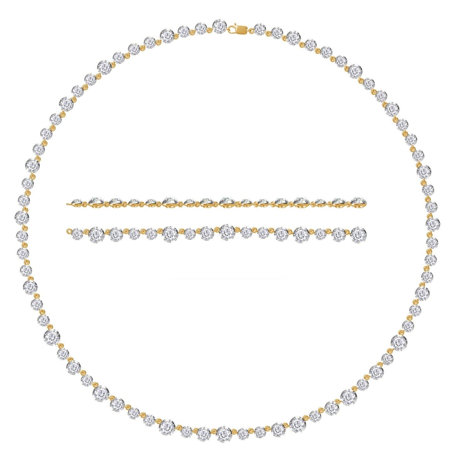Tennis Link Chain Necklaces For Women In 925 Sterling Silver Round Lab Created Moissanite Diamond Two Tone Choker Necklace Dainty Jewelry Gifts