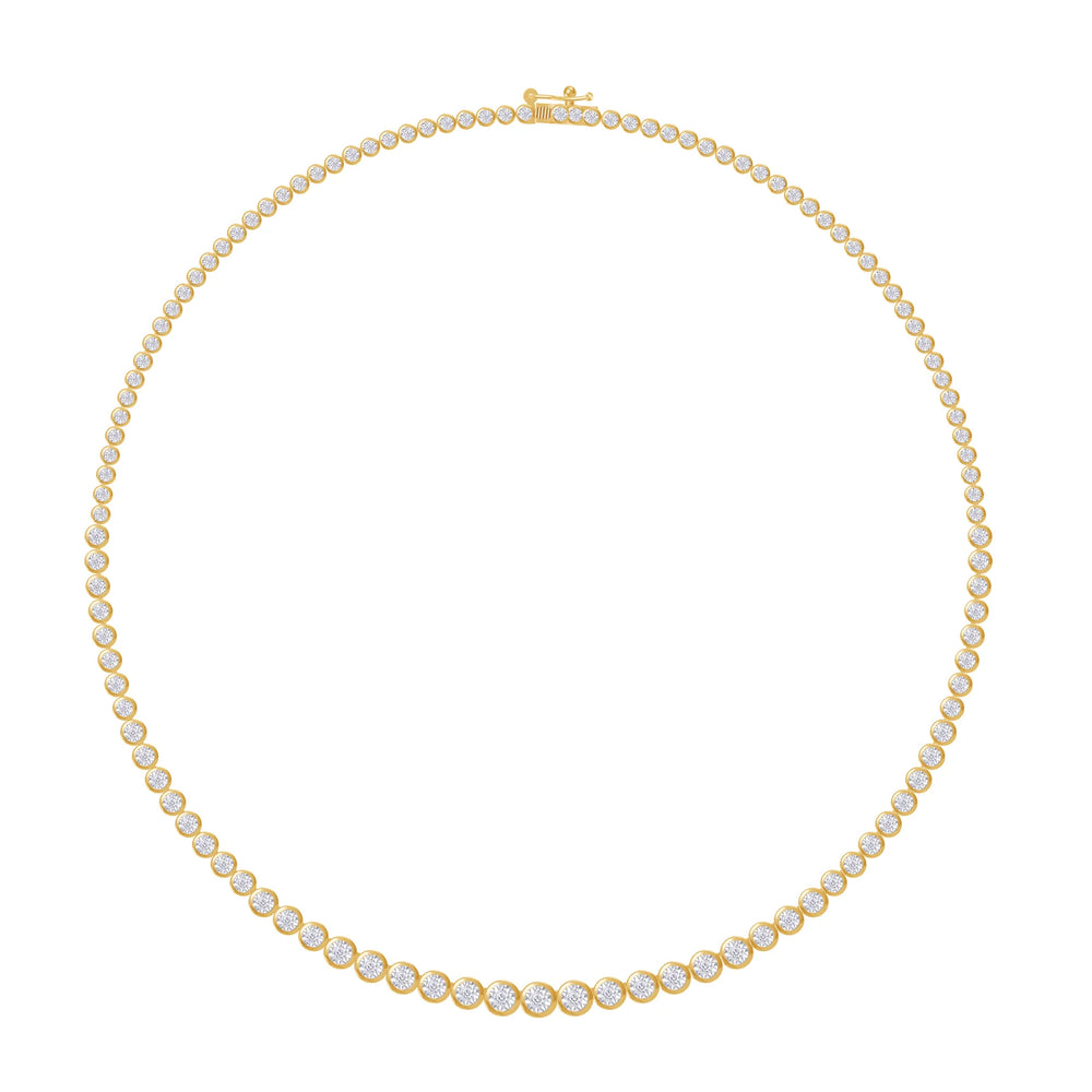 Tennis Link Chain Necklaces For Women In 10K Solid Gold 1.59 Carat Round Lab Grown Diamond Miracle Set Choker Necklace Dainty Jewelry Gifts