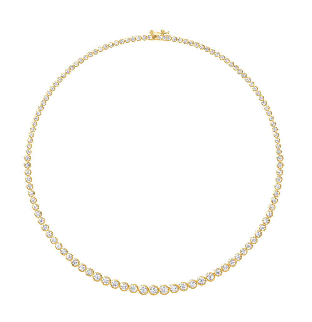 Tennis Link Chain Necklaces For Women In 10K Solid Gold 1.59 Carat Round Lab Grown Diamond Miracle Set Choker Necklace Dainty Jewelry Gifts