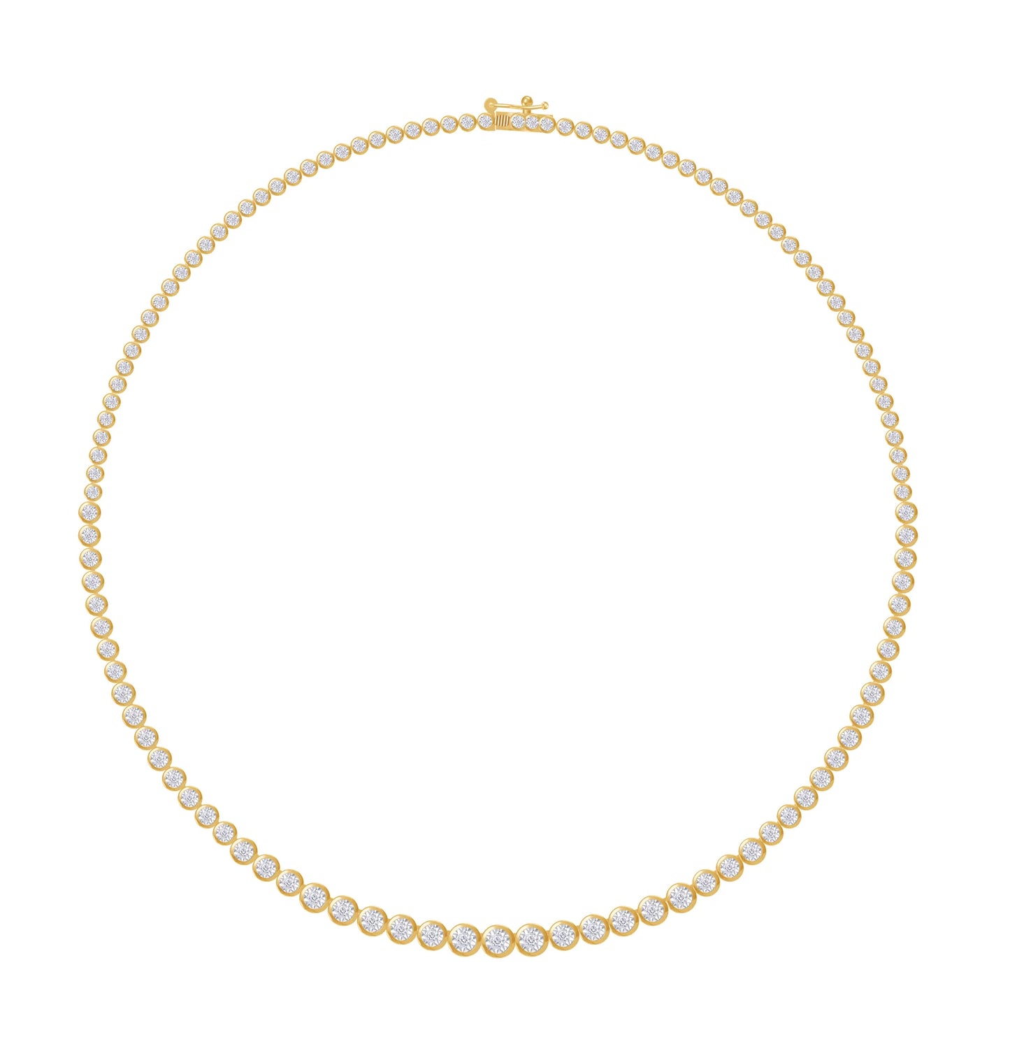 Tennis Link Chain Necklaces For Women In 10K Solid Gold 1.59 Carat Round Lab Grown Diamond Miracle Set Choker Necklace Dainty Jewelry Gifts