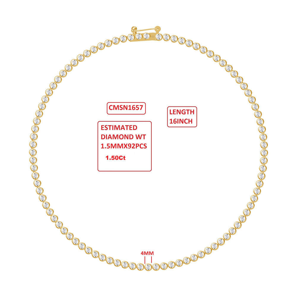 Tennis Necklaces for Women, 1.50 Carat Round Lab Grown Diamond Miracle Set Necklace In 10K Solid Gold Jewelry