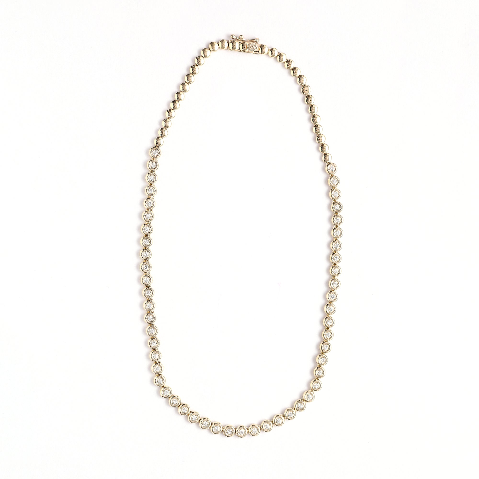 5MM Width Tennis Choker Necklace In Solid Gold