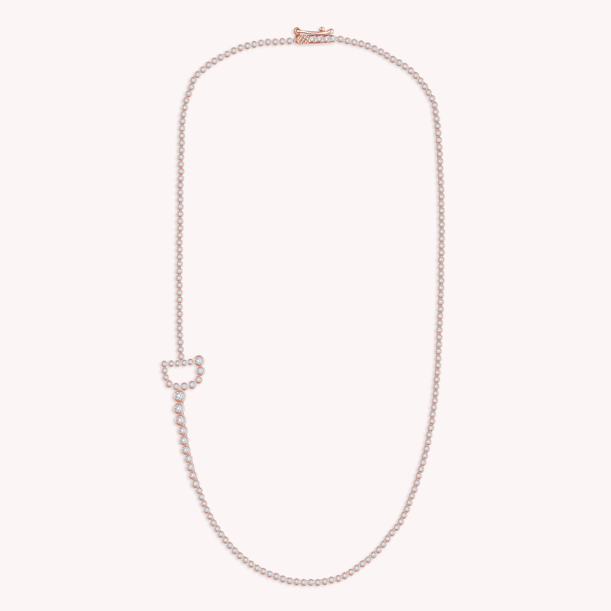 Tennis Bezel Set Initial Letter White Cubic Zirconia Necklace