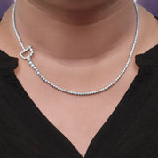 Tennis Bezel Set Initial Letter White Cubic Zirconia Necklace