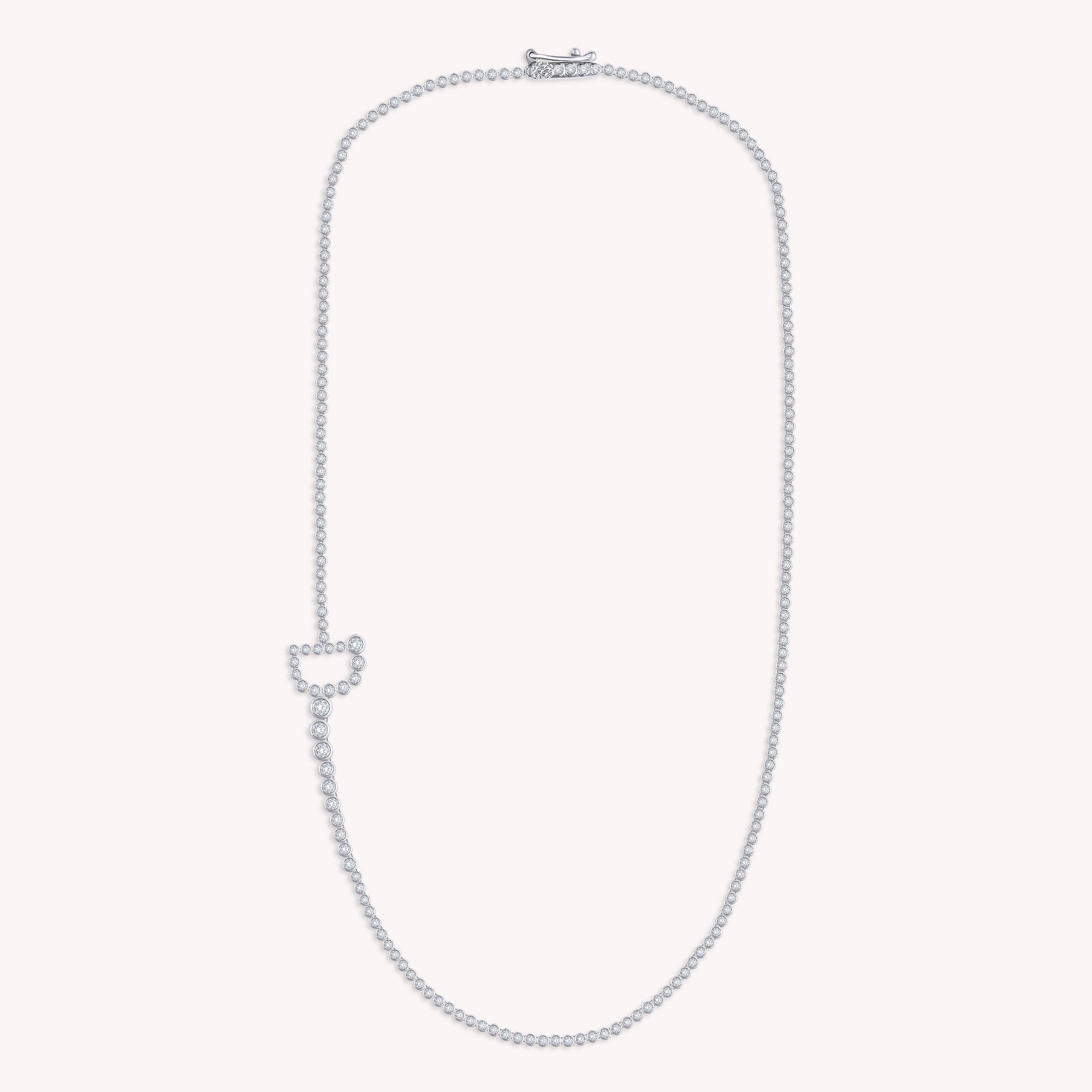 Tennis Bezel Set Initial Letter White Cubic Zirconia Necklace