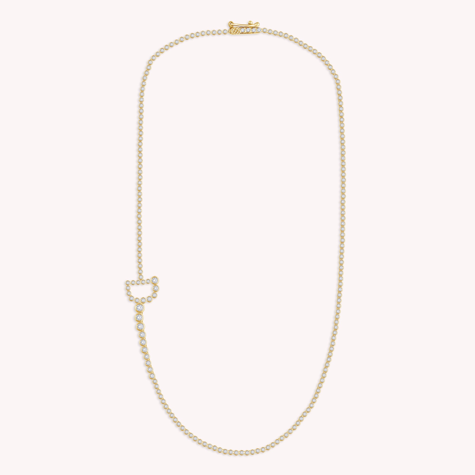Tennis Bezel Set Initial Letter White Cubic Zirconia Necklace