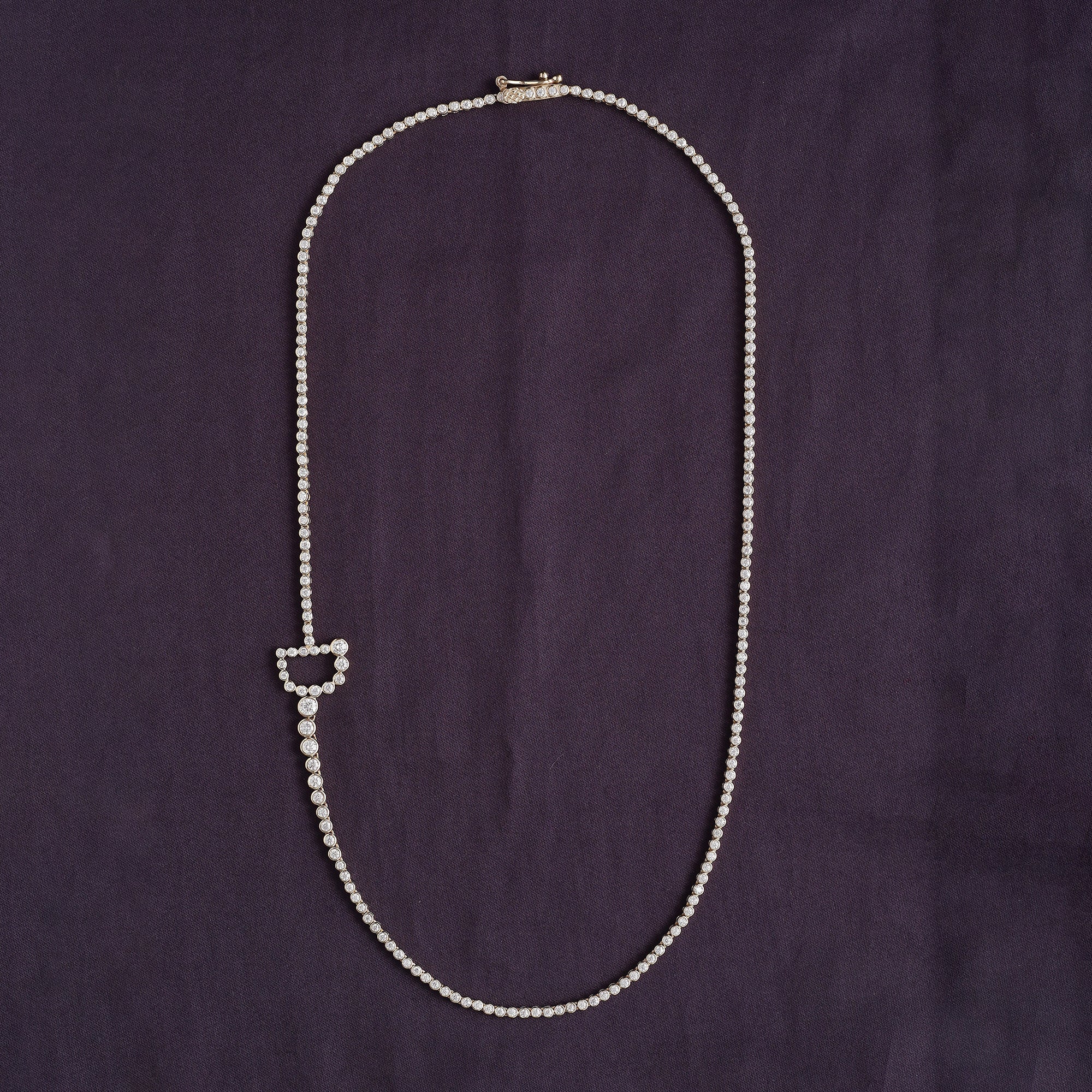 Tennis Bezel Set Initial Letter White Cubic Zirconia Necklace