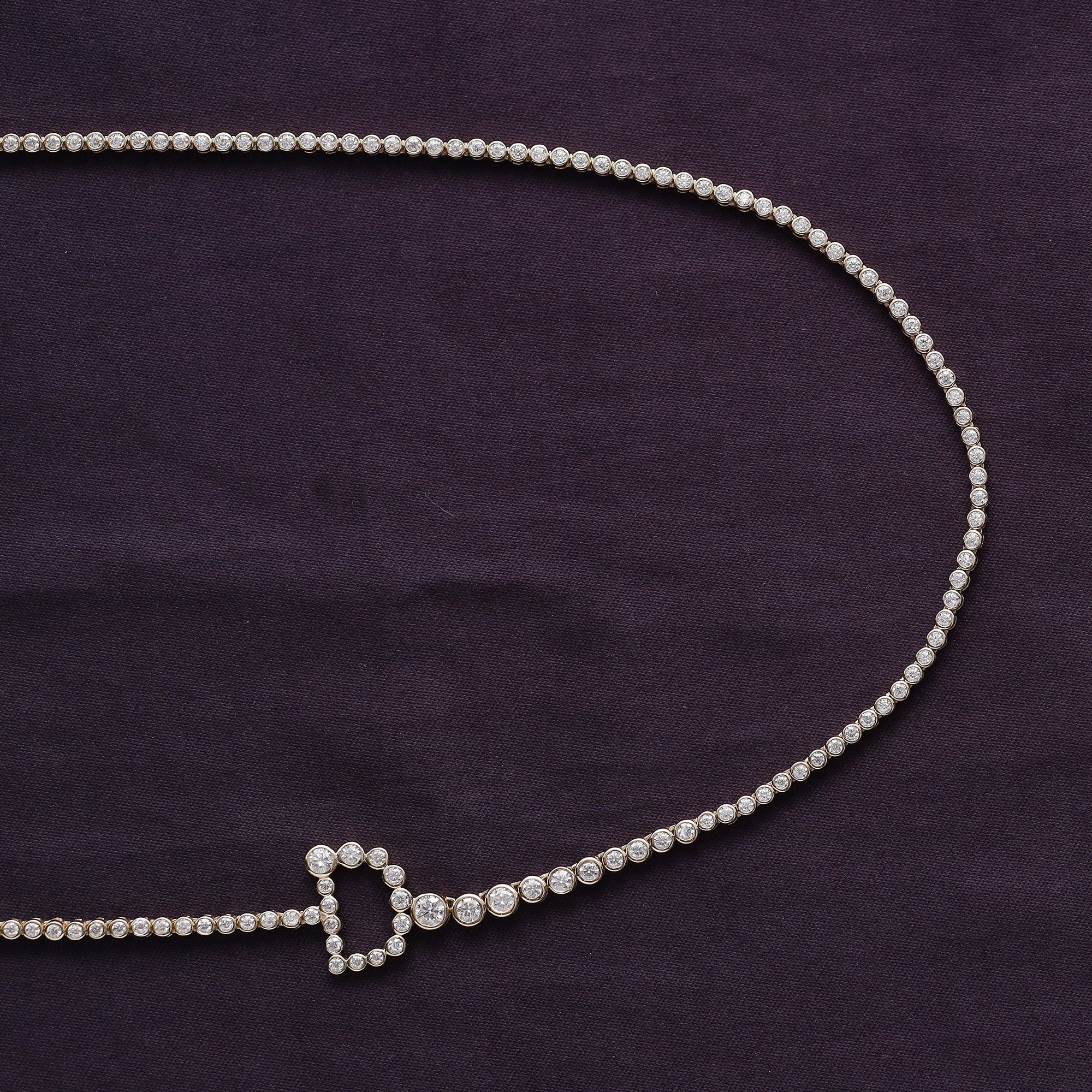 Tennis Bezel Set Initial Letter White Cubic Zirconia Necklace