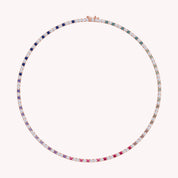 Lab Grown Diamond Rainbow Tennis Necklace