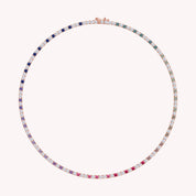 White Cubic Zirconia Rainbow Tennis Necklace