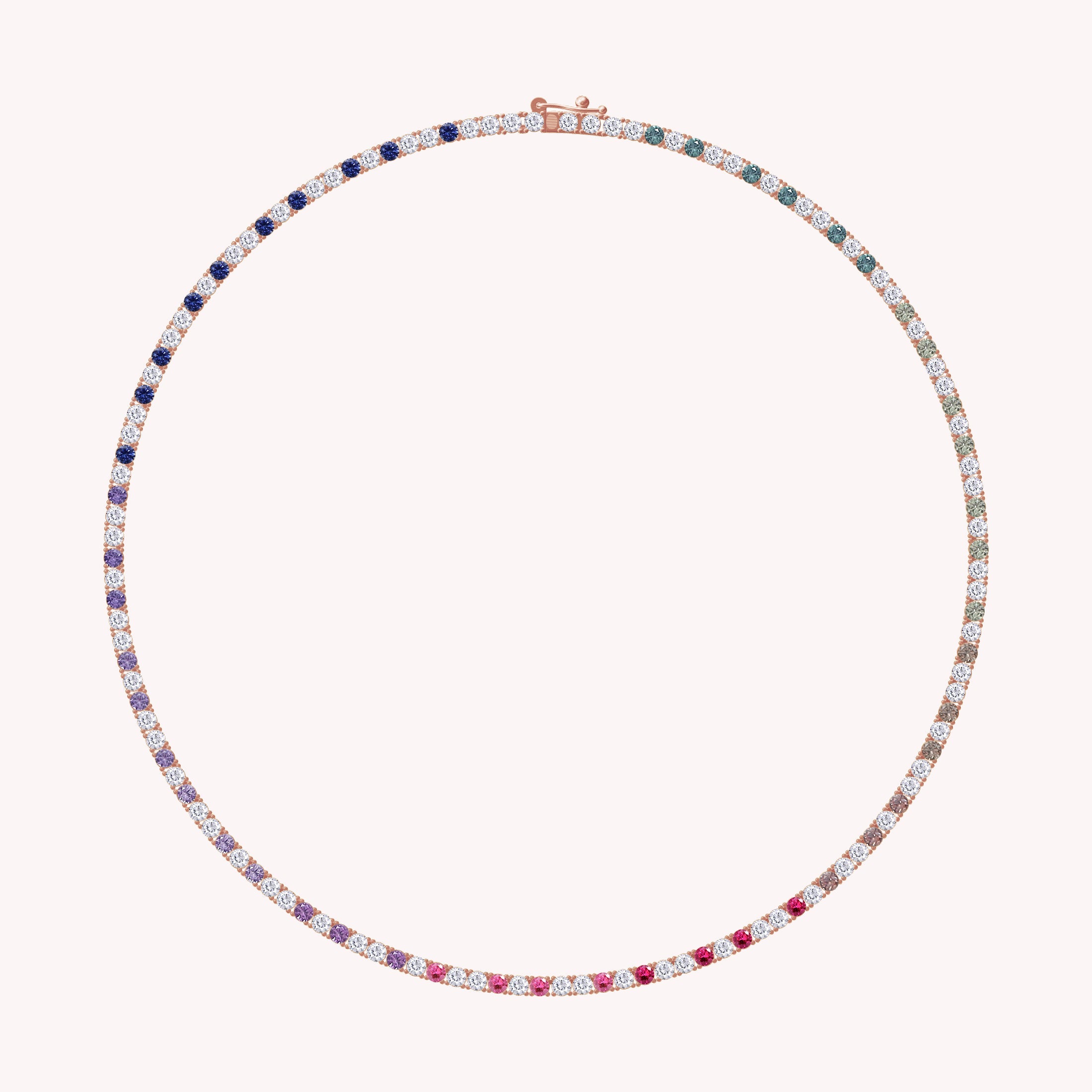White Cubic Zirconia Rainbow Tennis Necklace