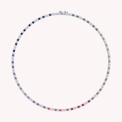 Lab Grown Diamond Rainbow Tennis Necklace