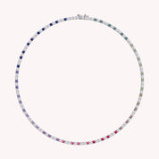 White Cubic Zirconia Rainbow Tennis Necklace