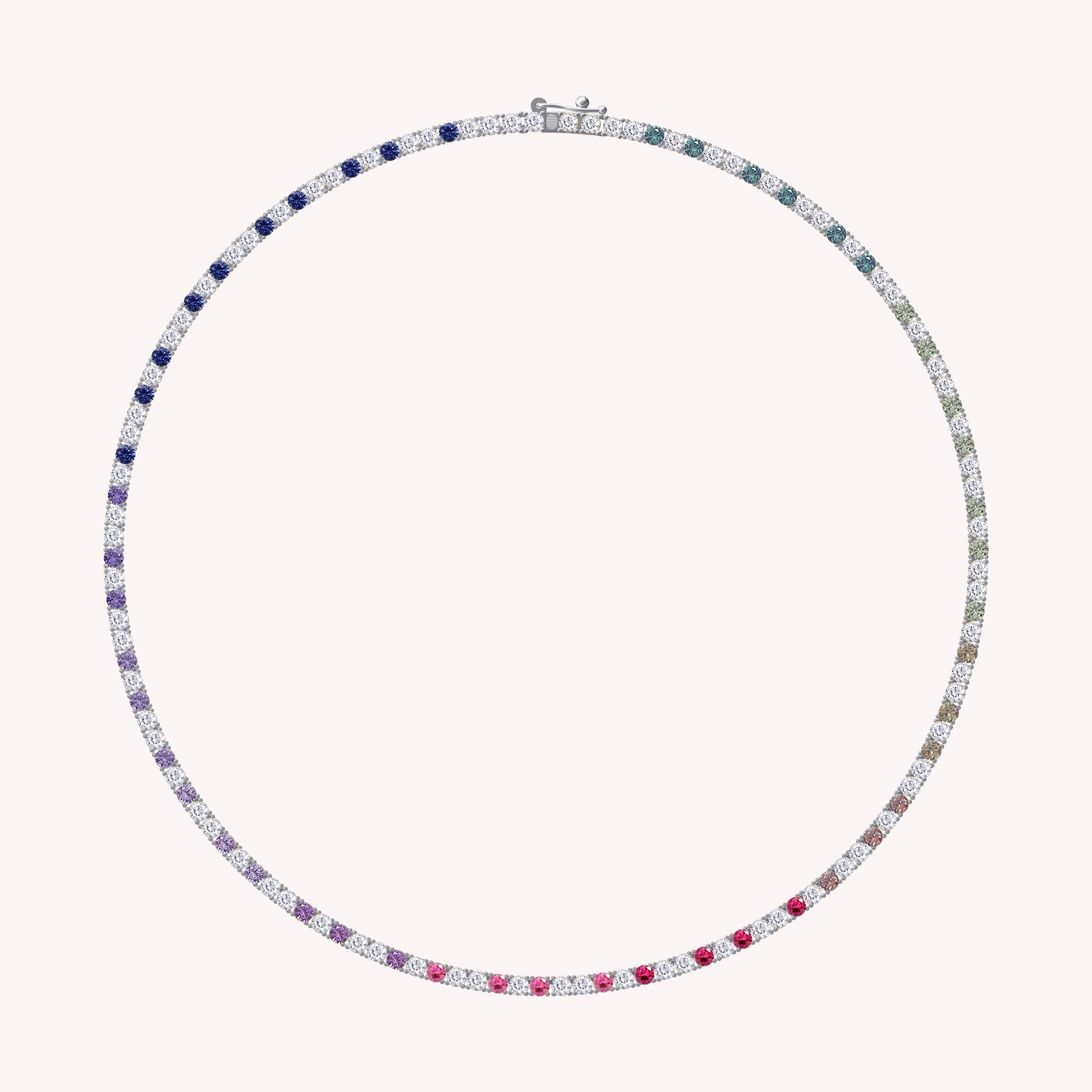 White Cubic Zirconia Rainbow Tennis Necklace