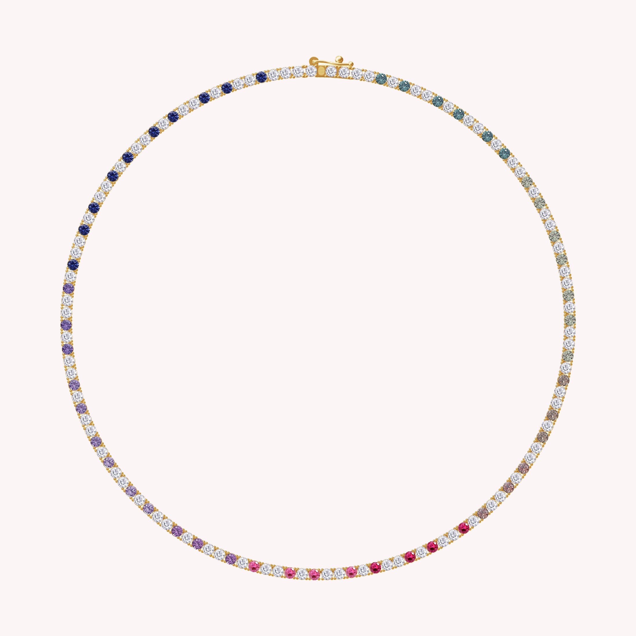 White Cubic Zirconia Rainbow Tennis Necklace