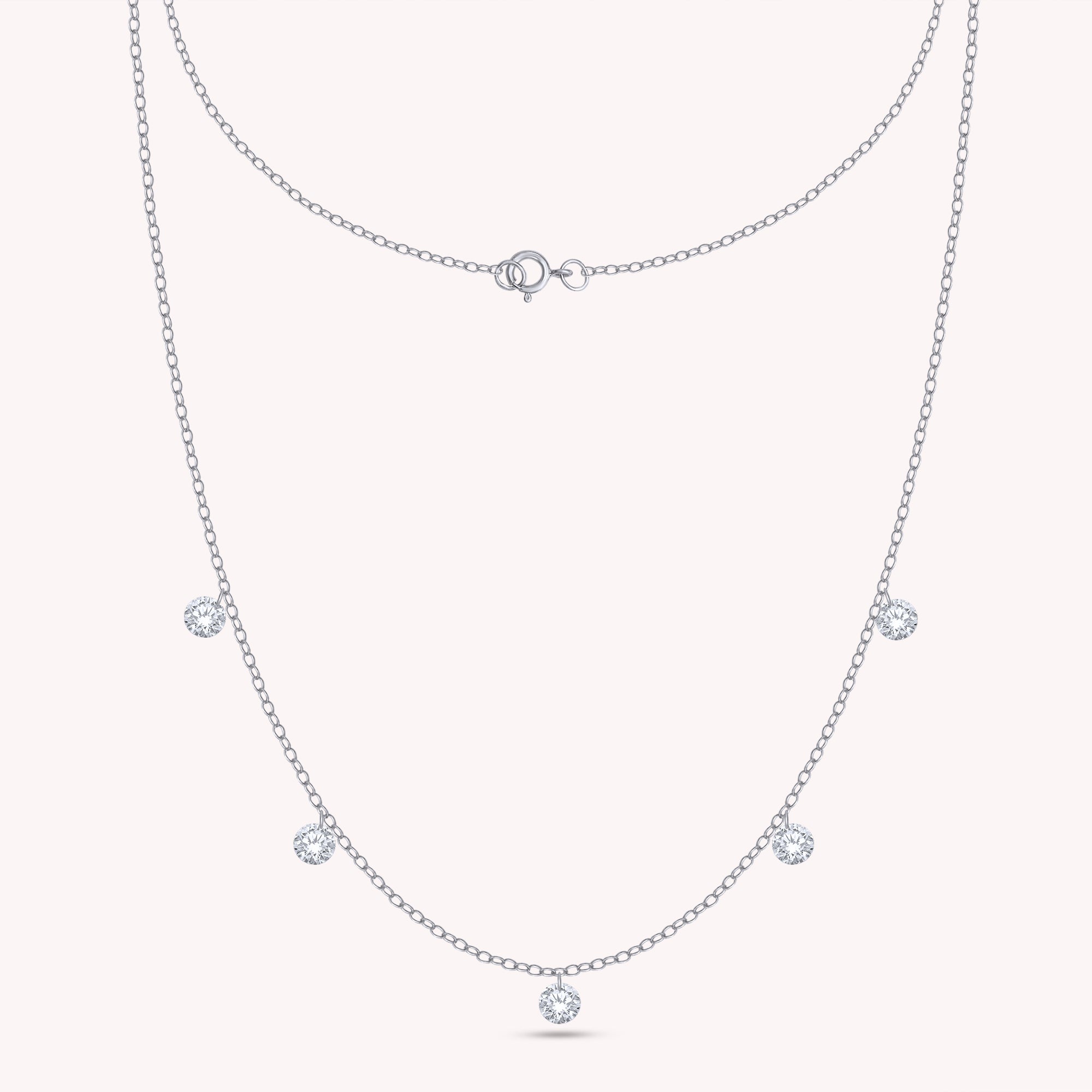 Five Stone Lab Grown Diamond Station Necklace