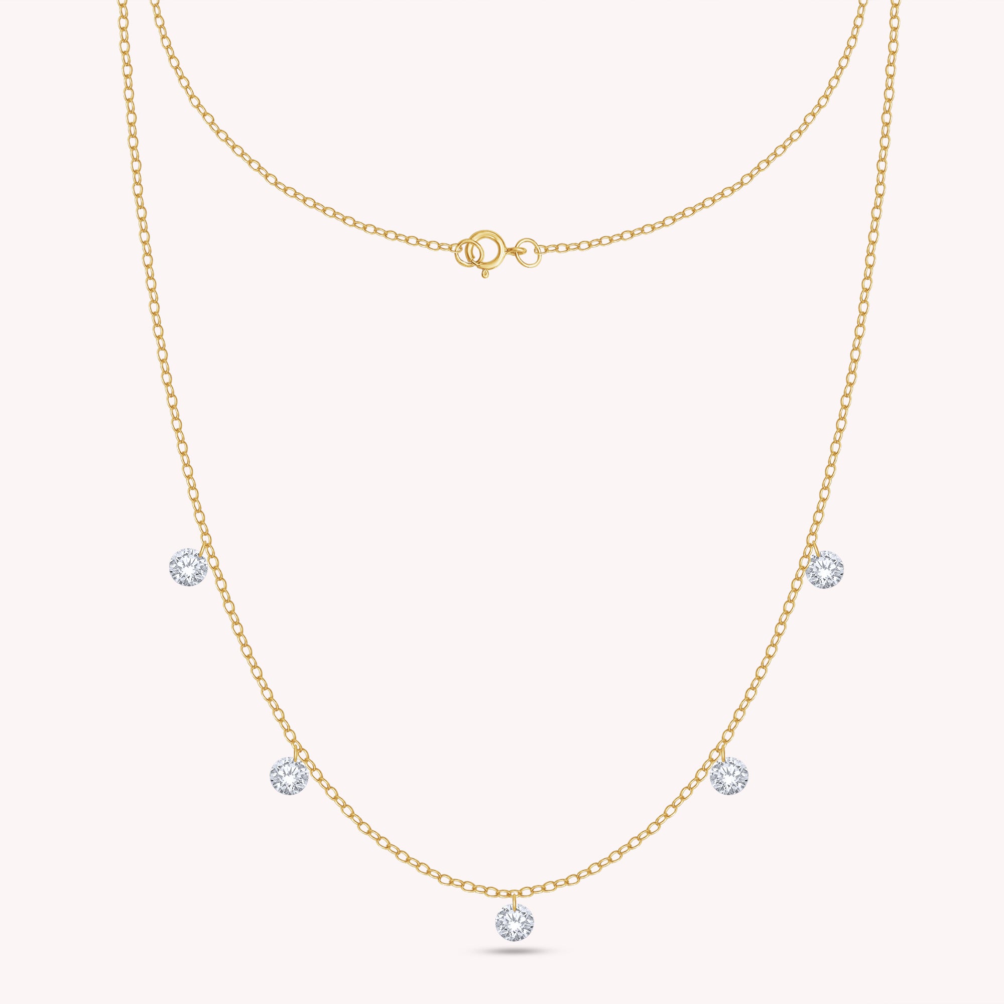 Five Stone Lab Grown Diamond Station Necklace