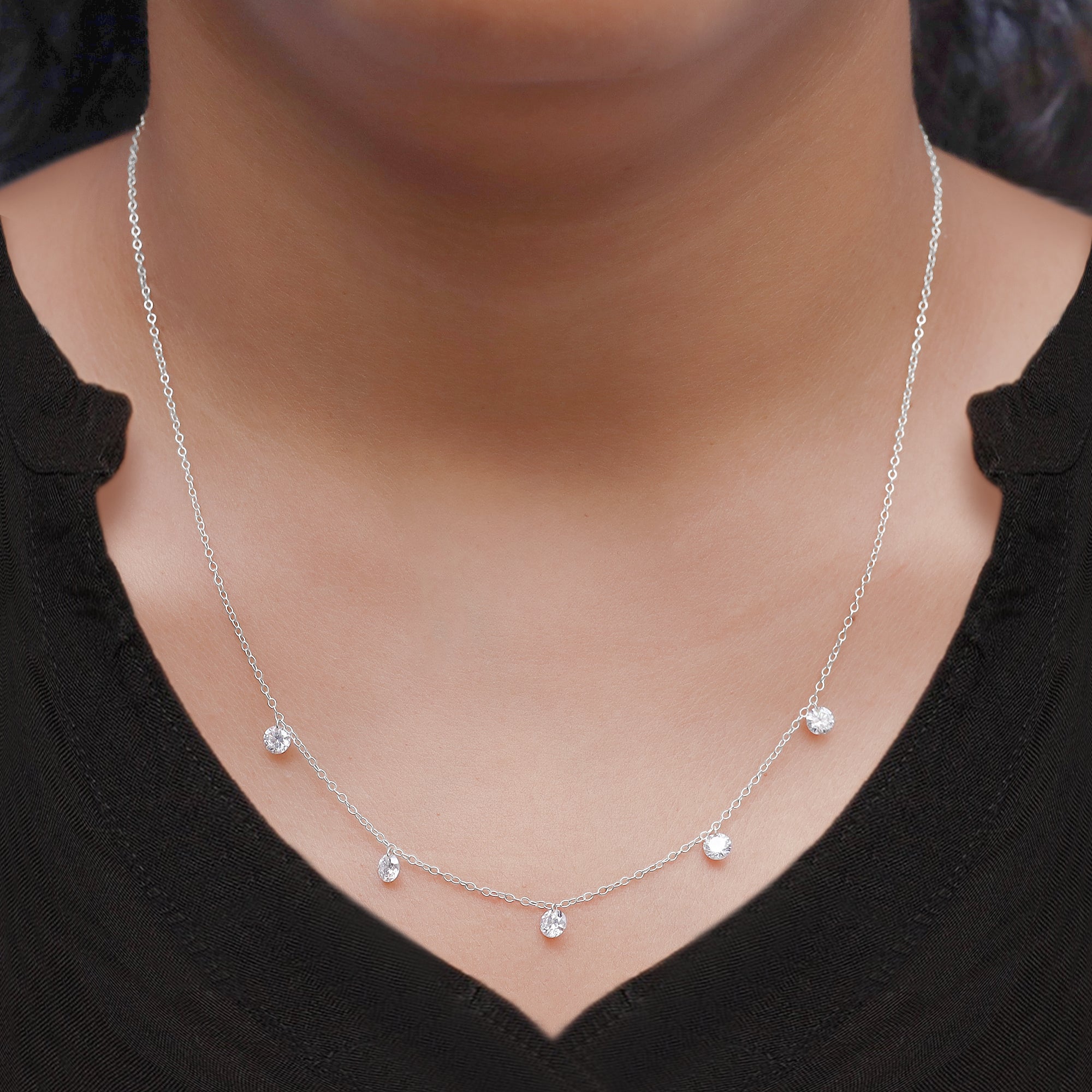 Five Stone Lab Grown Diamond Station Necklace