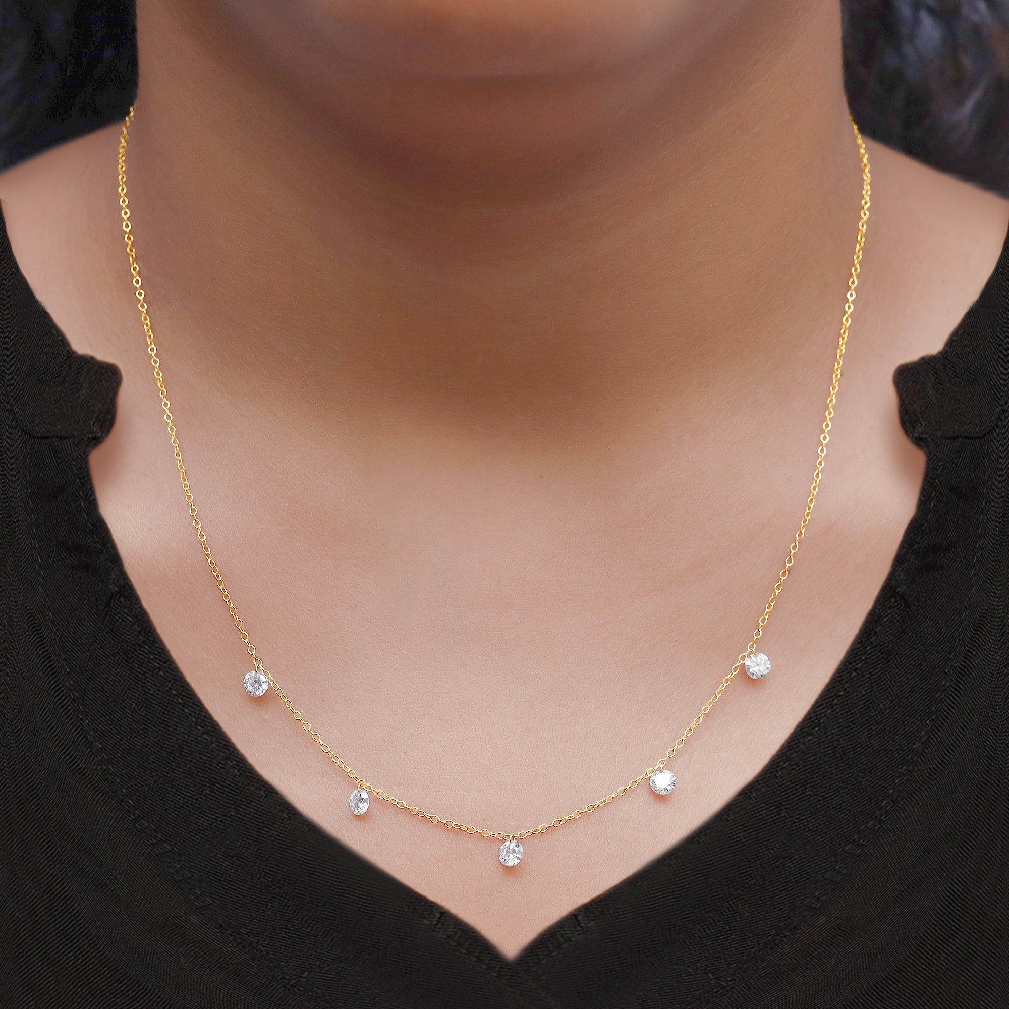 Five Stone Lab Grown Diamond Station Necklace